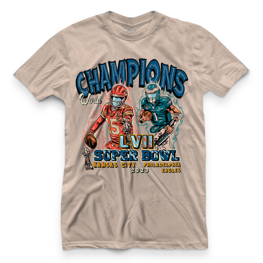 Kansas City Chiefs Philadelphia Eagles NFL Super Bowl LVII Champions Tee